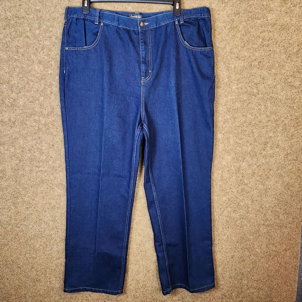 David Taylor Cut-Comfort Waist Fit Men Jeans Blue Straight Big & Tall 42x29 Blue